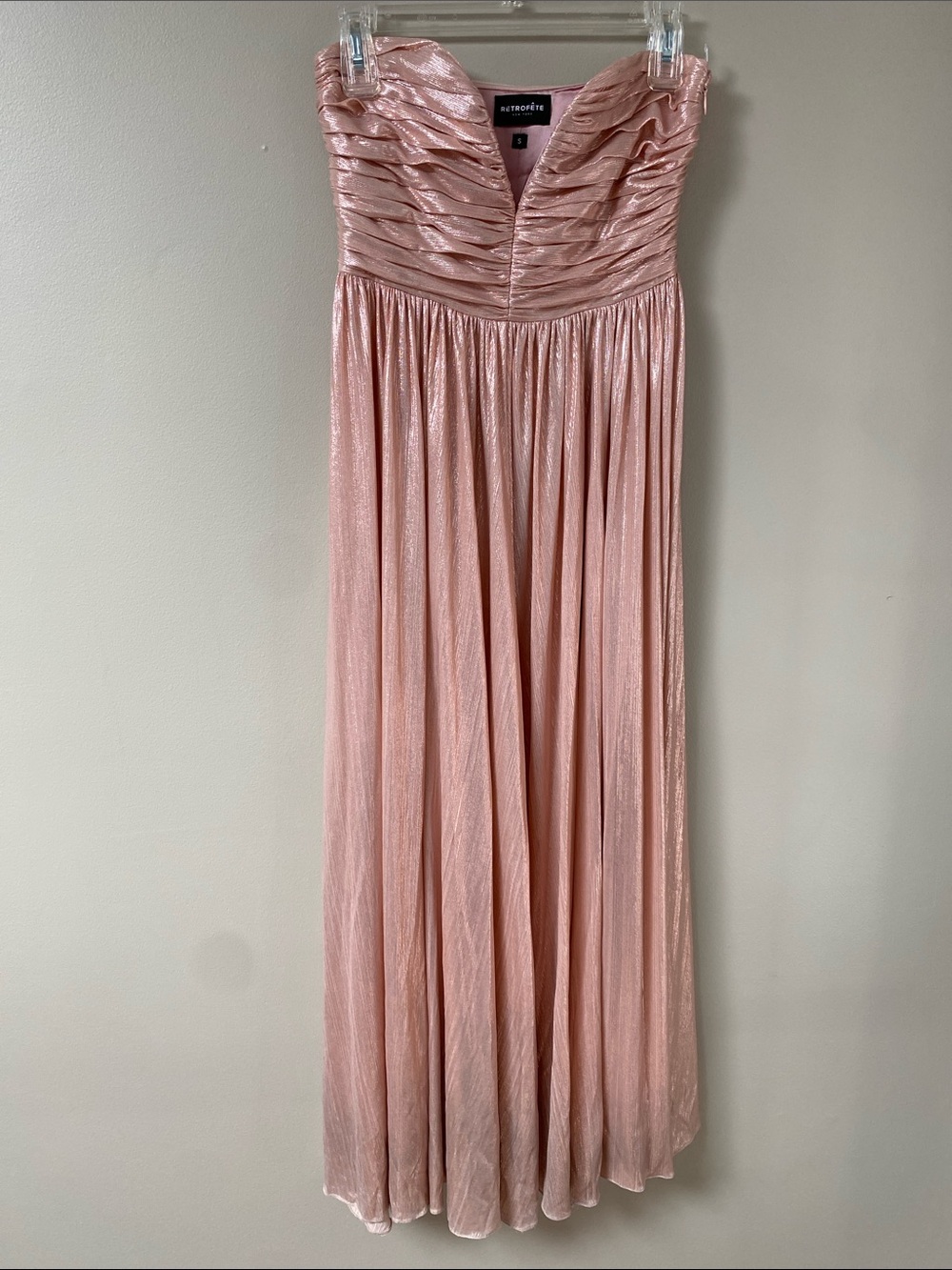 Retrofete Blush Strapless Ruched Evening Gown small